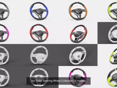 Six Color Steering Wheel Collection 3D Model Pack