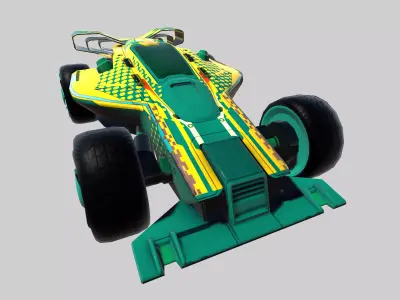 3D Futuristic Off Road Racing Car Model High Detail Textured Low-poly 3D model
