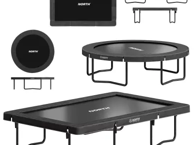 Trampoline round and rectangular 3D model