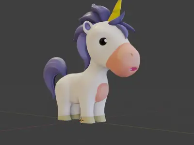 Cartoon Unicorn Rigged 3D model