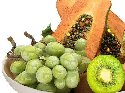 bowl of tropical fruits 18 3D model