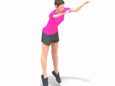side jump Exercise Woman Animation Low-poly 3D model