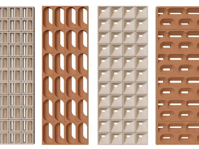 Brick Roster partitions wall 02 Low-poly 3D model