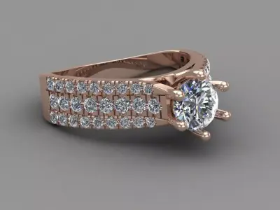 Rose Gold Women Diamond Ring 3D print model 3D print model 21