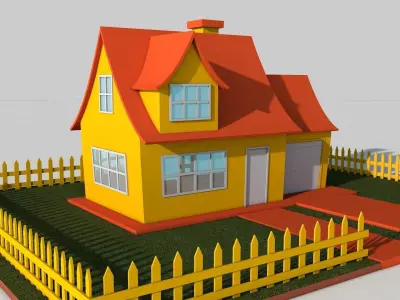 Cartoon House Low-poly 3D model 6
