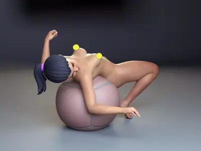 Fitness Girl on the Ball 3D print model