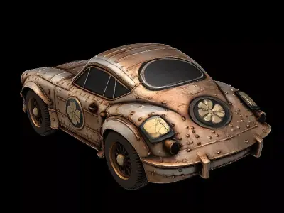 Samurai Fusion Car Armored Retro Vehicle Game-Ready 3D model