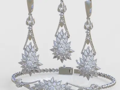 Ring Bracelet Earring and Pendant Set 3D printable model 0026 3D Model Pack