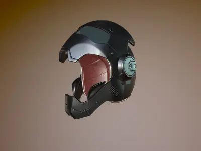 Low poly IRON MAN Motorcycle Helmet Low-poly 3D model