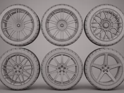 Sports Car Rim Pack 1 Low-poly 3D model