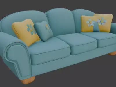 Cartoon style sofa set 3D model purchase