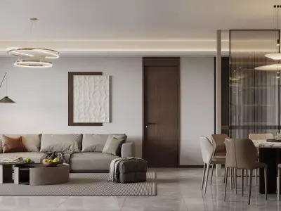 Modern living room dining room interior scenes 235 3D model