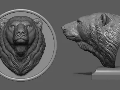 Polar bear bust 3D print model
