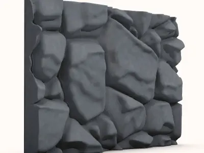 Fractured Basalt Rock Wall 3D model