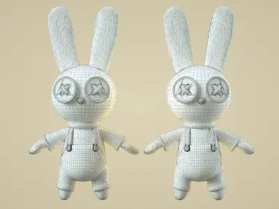 cartoon rabbit clay rabbit Low-poly 3D model