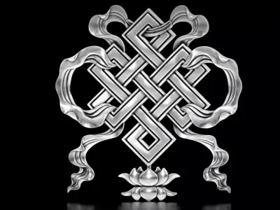 Buddhist Endless Knot Relief 3D print model