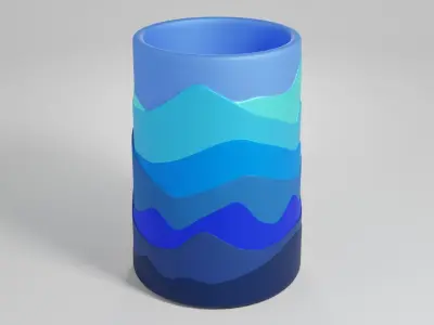 Pen pencil holder Vase Mountains silhouette Decoration 3D print model