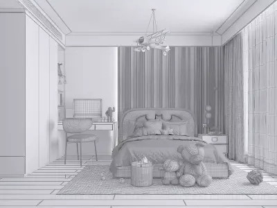 kids bedroom 3D model buy