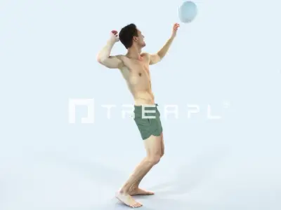 Virtue 04H Beach Serving Sports Man Low-poly 3D model