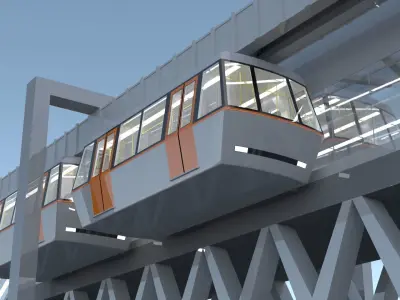 Elevated train station concept 3D model