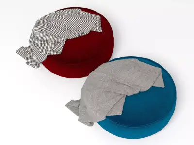 Velvet Pouf Set 1 3D model