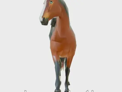 Bay Arabian Horse with Brown Coat and Black Mane Low-poly 3D model