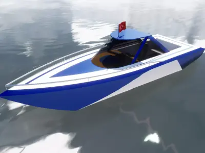 BOAT MODEL floating in water Low-poly 3D model