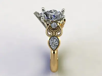 Pear shape Engagement ring  3D model