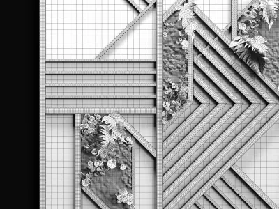 Wooden panels and vertical garden 3 3D model