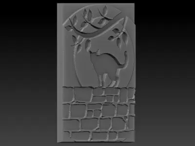 Cat-Cat cat on stone wall 3D print model