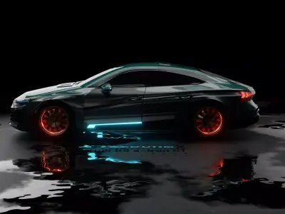 Cyberpunk-style Audi e-tron GT Sedan Low-poly 3D model