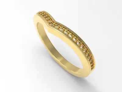 V Shaped Stackable Pave Ring 3D print model