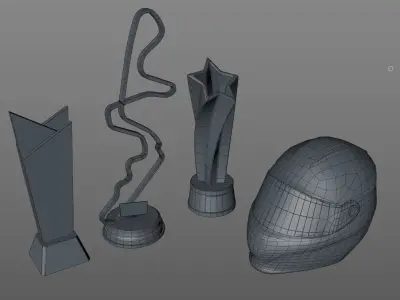 Trophy and Helmet Low-poly 3D model