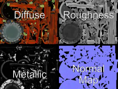 Decorative Plant Stand with Metal Frame Model Pack Low-poly 3D model