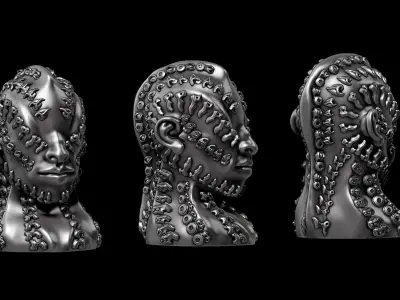 modern abstract robotic human head a165 3D print model