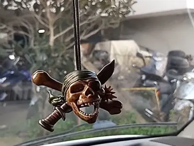 Pirate Skull car mirror hanger 3D print model
