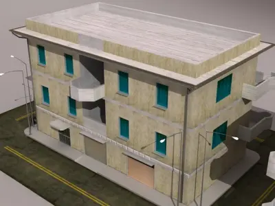 Building apartment at night 3D model