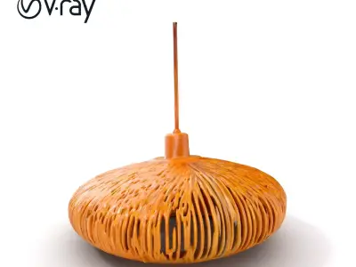 Elegant Bamboo Pendant Lamp model pack for interior design Low-poly 3D model