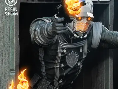 Wicked Marvel Star Lord Bust Poster 3D print model