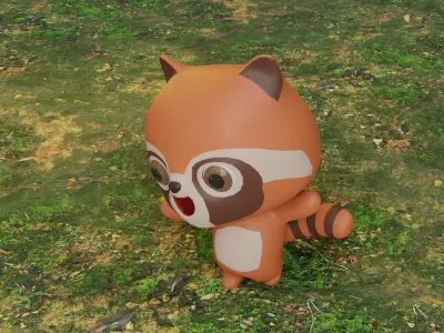 Raccoon rigged 3D model Low-poly 3D model