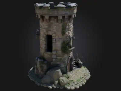 Stone Watchtower Timeless Sentinel of the Highlands 3D model