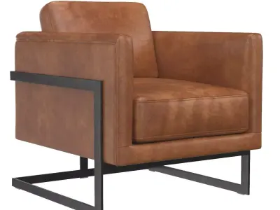 Luxley Club Chair Open Road Brown Leather 3D model