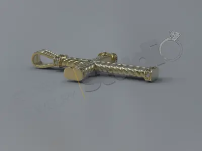 High luxury unique rope cross with gems 3d design 3D print model