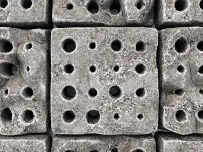 Stone panel cube hole  decor n1 3D model