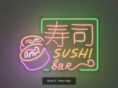 Sushi Neon Signs - 4 Pack 3D Model Collection