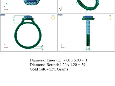 Great Emerald Diamond Ring 3D print model