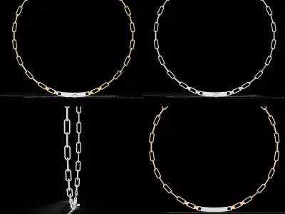 Luxury Rectangular Link Chain Necklace CAD Design 3DM STL 3D print model