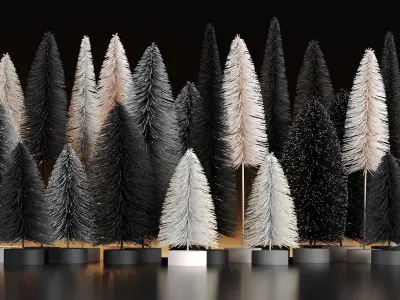 Miniature Christmas Trees - Decoration Set 1 3D model