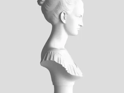 Classical Marble Bust Serene Female Figure Ruffled Collar Low-poly 3D model