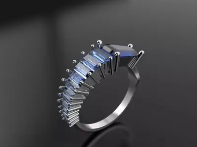 Baguette Ring 3D print model